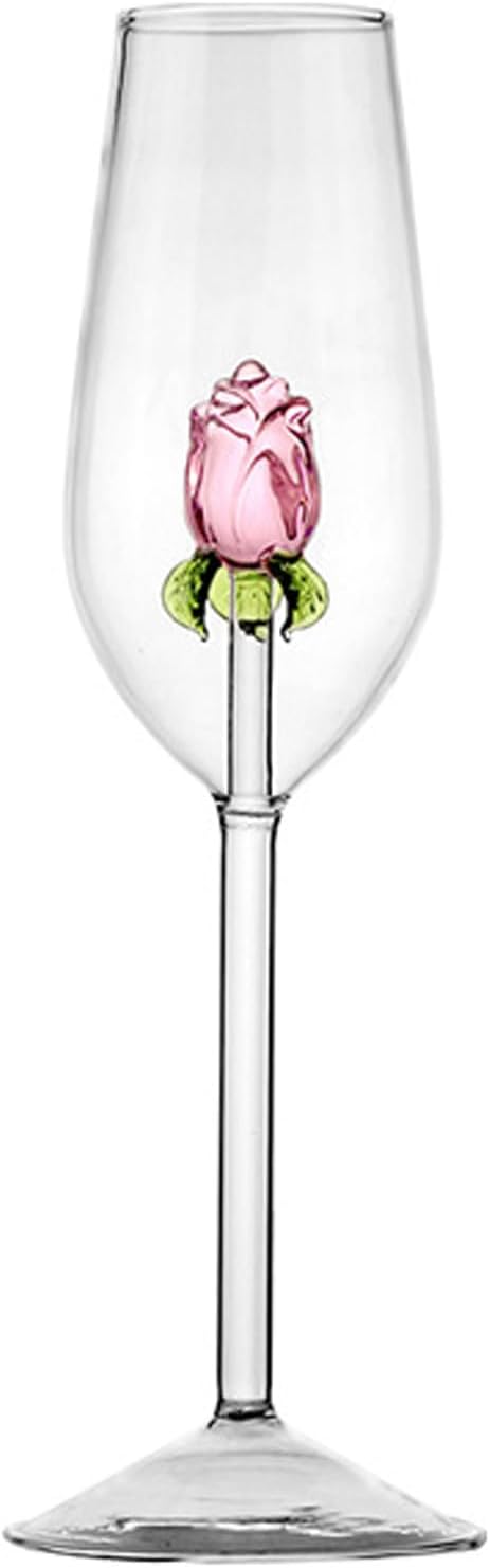 Verre à vin 3D Rose – 220 ml, cadeau élégant Vendos85 - Mathon