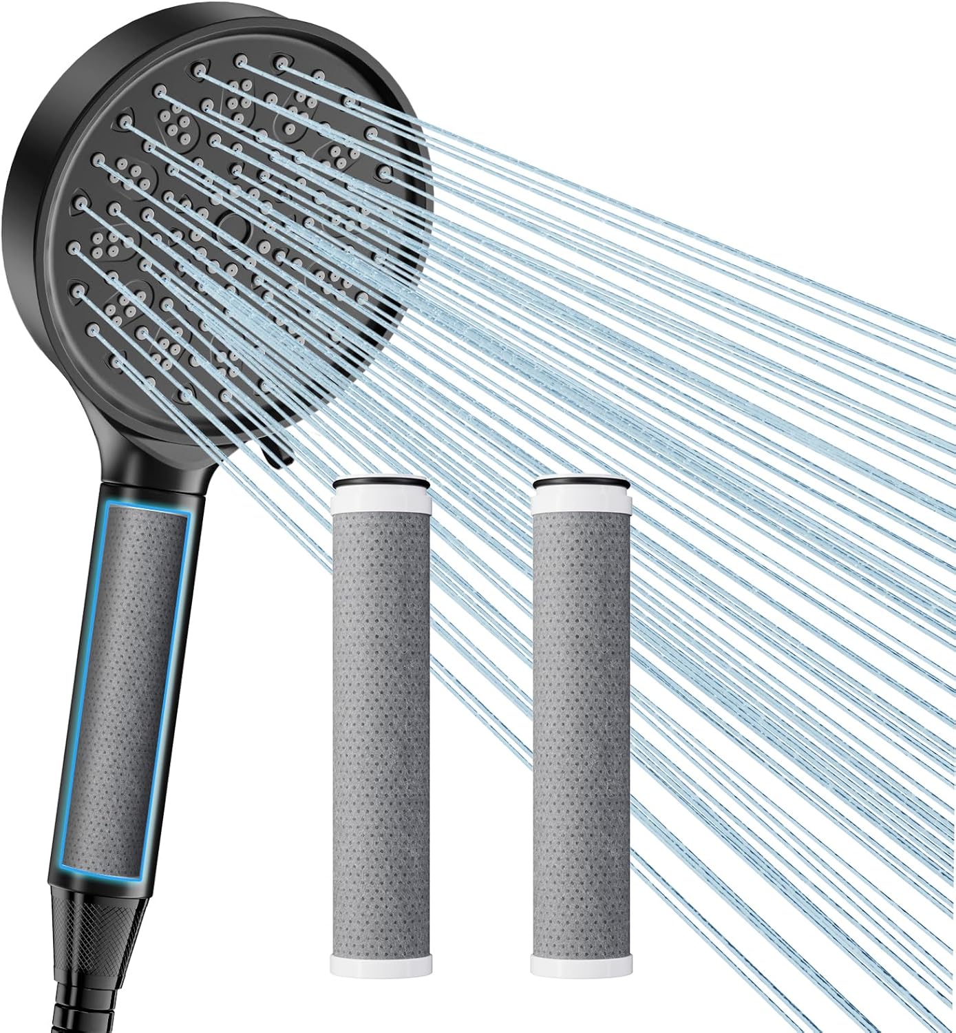 Pommeau de douche filtrant 3x charbon 6 jets – Noir Vendos85 - Mathon