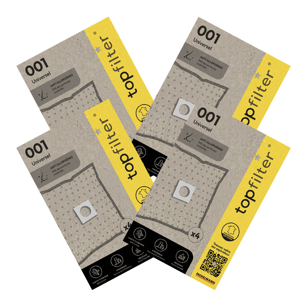 Lot de 4 packs de 4 sacs aspirateur 64001 universels TopFilter Premium TopFilter - Mathon - 1
