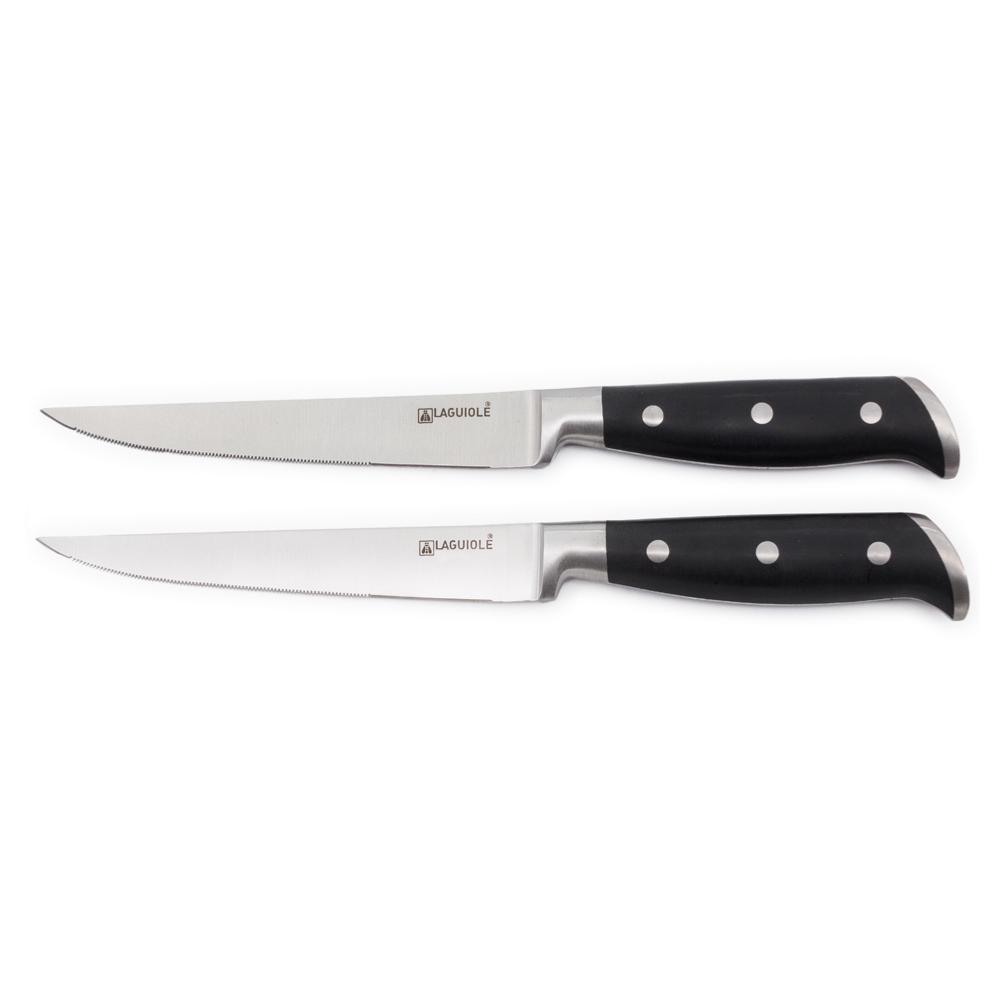 2 couteaux à steak noir 25cm - "Classique" Laguiole Cuisson - Mathon - 1