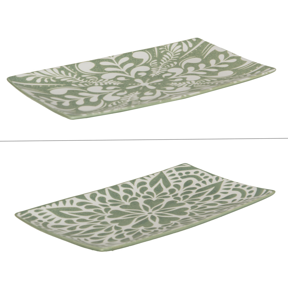 Plat rectangle vert Safi 29x16 cm (1 modèle aléatoire) Table passion - Mathon - 2