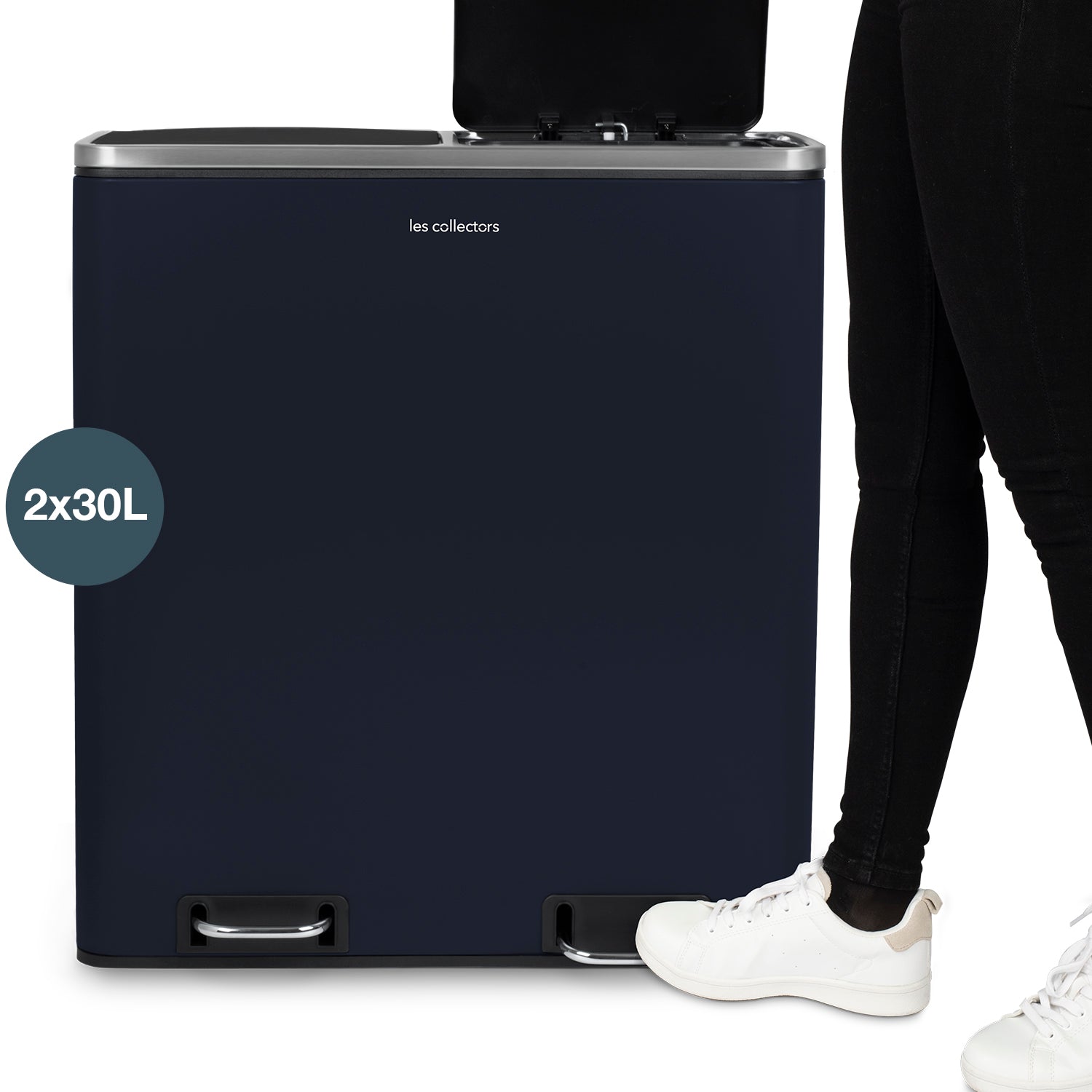 Poubelle de tri à pédale 2 x 30L, blue grey edition - N°906 Les Collectors - Mathon - 4