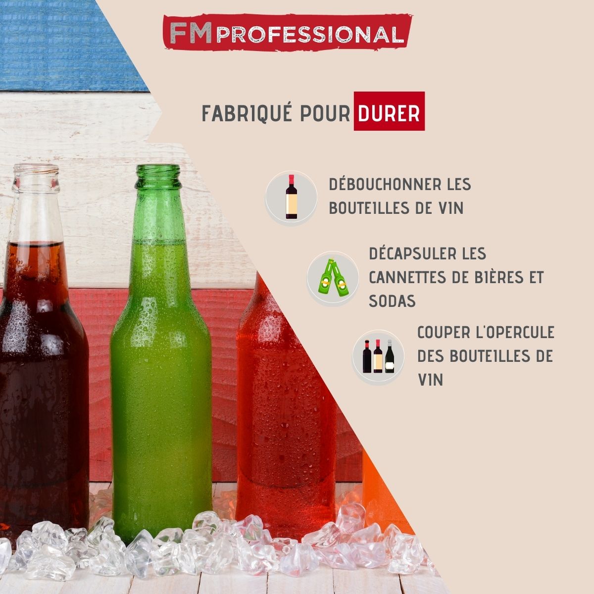 Tire-bouchon limonadier en acier  Boissons FM Professional - Mathon - 2