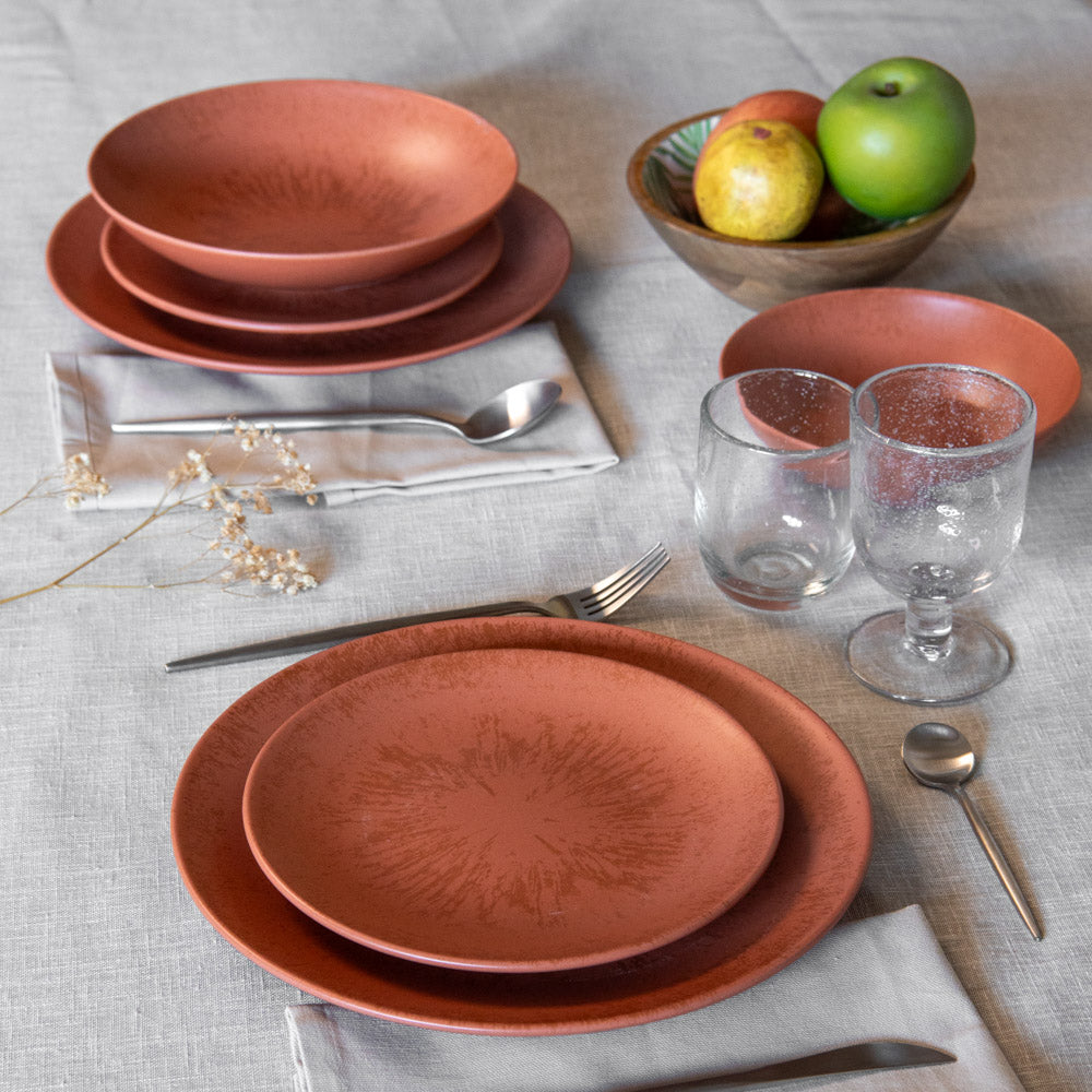Assiette Creuse Onyx 22 cm Terracotta (lot de 6) Table passion - Mathon - 3