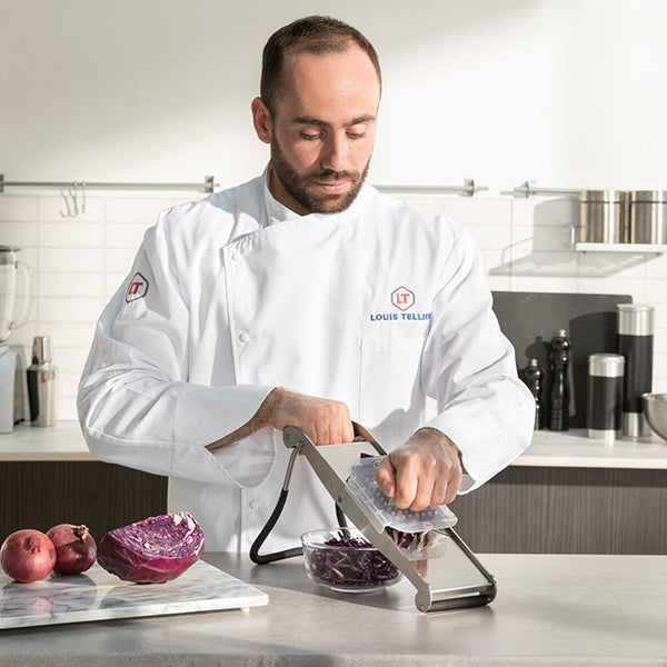 Mandoline compact Pro avec poussoir ergonomique et 2 peignes effileurs BRONCP02 Louis Tellier - Mathon - 2