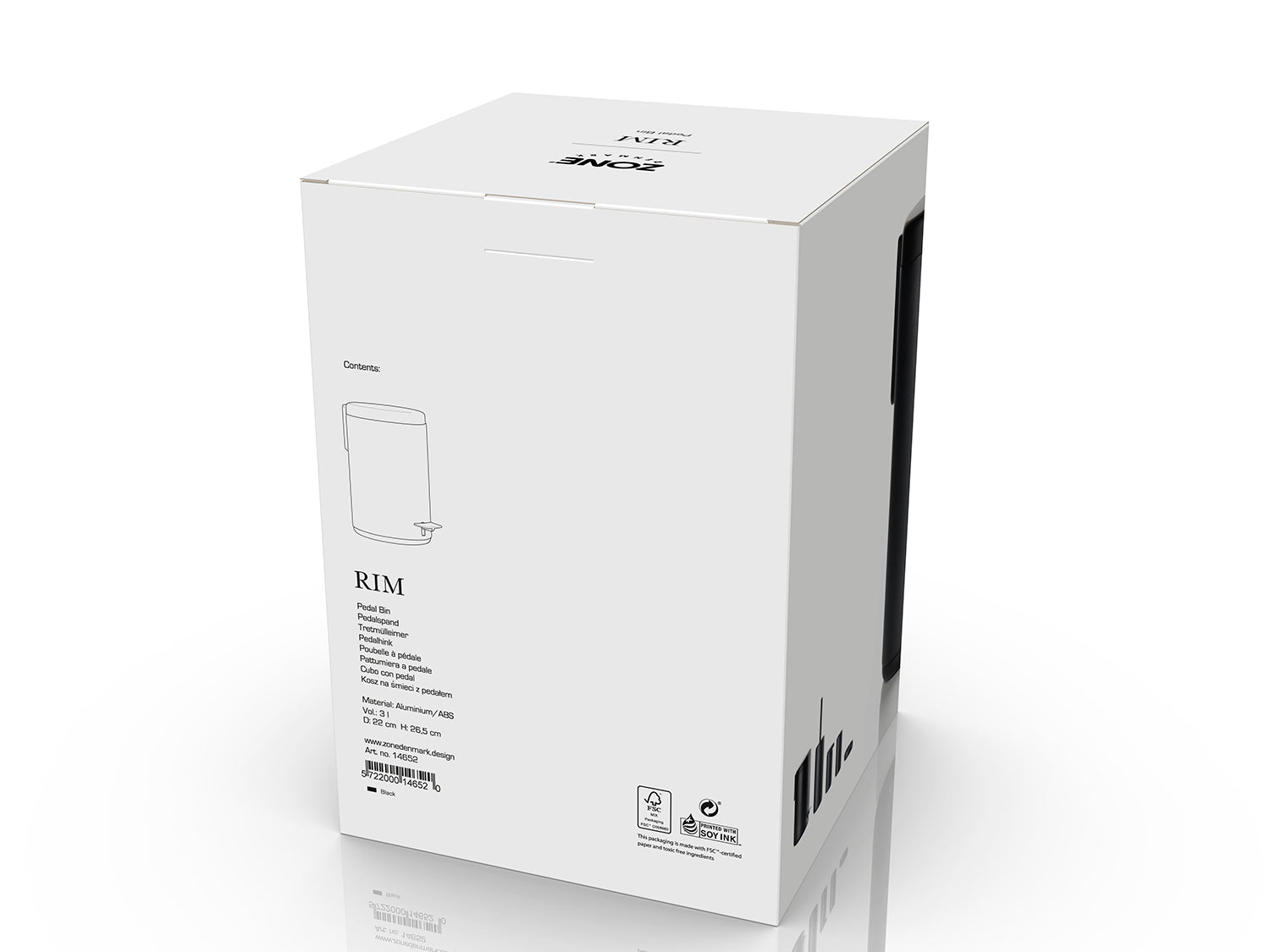 Poubelle à pédale RIM en aluminium et abs Noir Zone Denmark - Mathon - 4