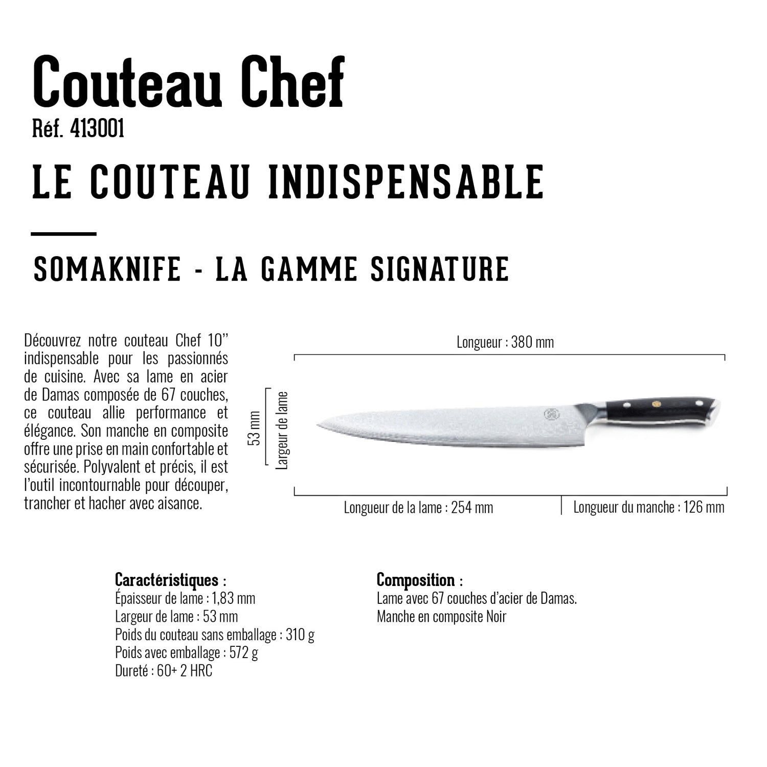 Couteau SANTOKU 7 pouces, Gamme Signature Somagic - Mathon - 4