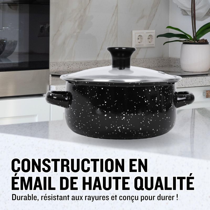 Ensemble 10 pieces marmites et cocottes de cuisine avec couvercle en verre Herzberg HG04128 Herzberg - Mathon - 4