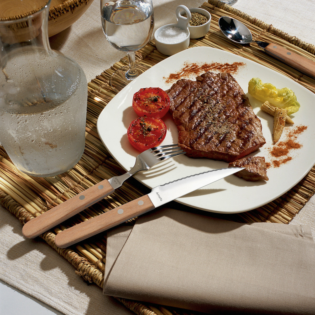 Steak Pizza Bois - Coffret 6 couteaux steak Amefa - Mathon - 5