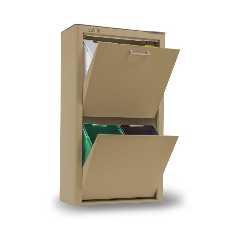 Poubelle cuisine de tri sélectif CUBEK, 4 compartiments de 20 litres, Couleur Sable Don Hierro - Mathon - 5
