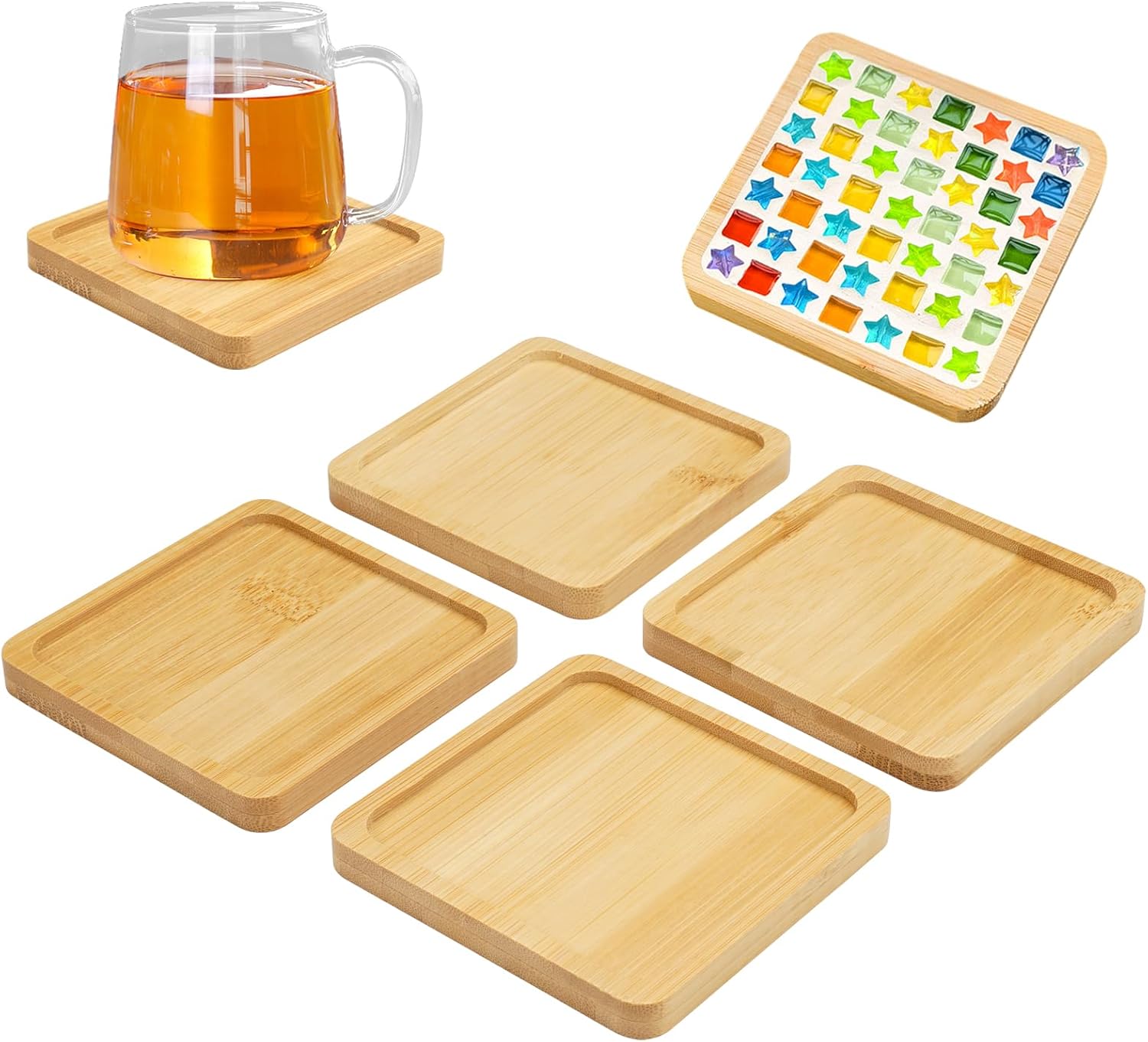 Sous-verres en bambou 4 pcs – Multifonction et DIY Vendos85 - Mathon