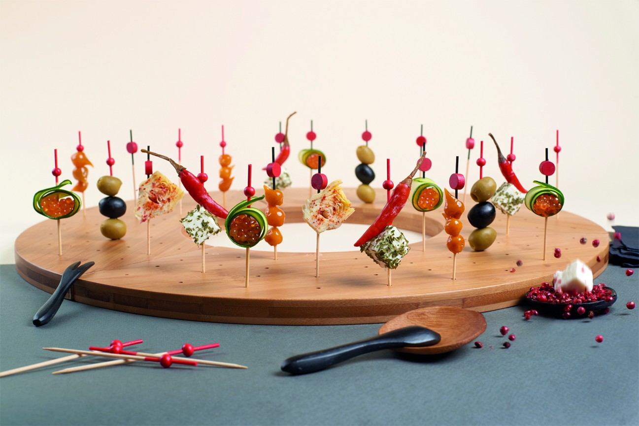 3Pcs - Support en bambou forme donuts pour 40 piques 406x180x16mm FirstPack - Mathon - 2