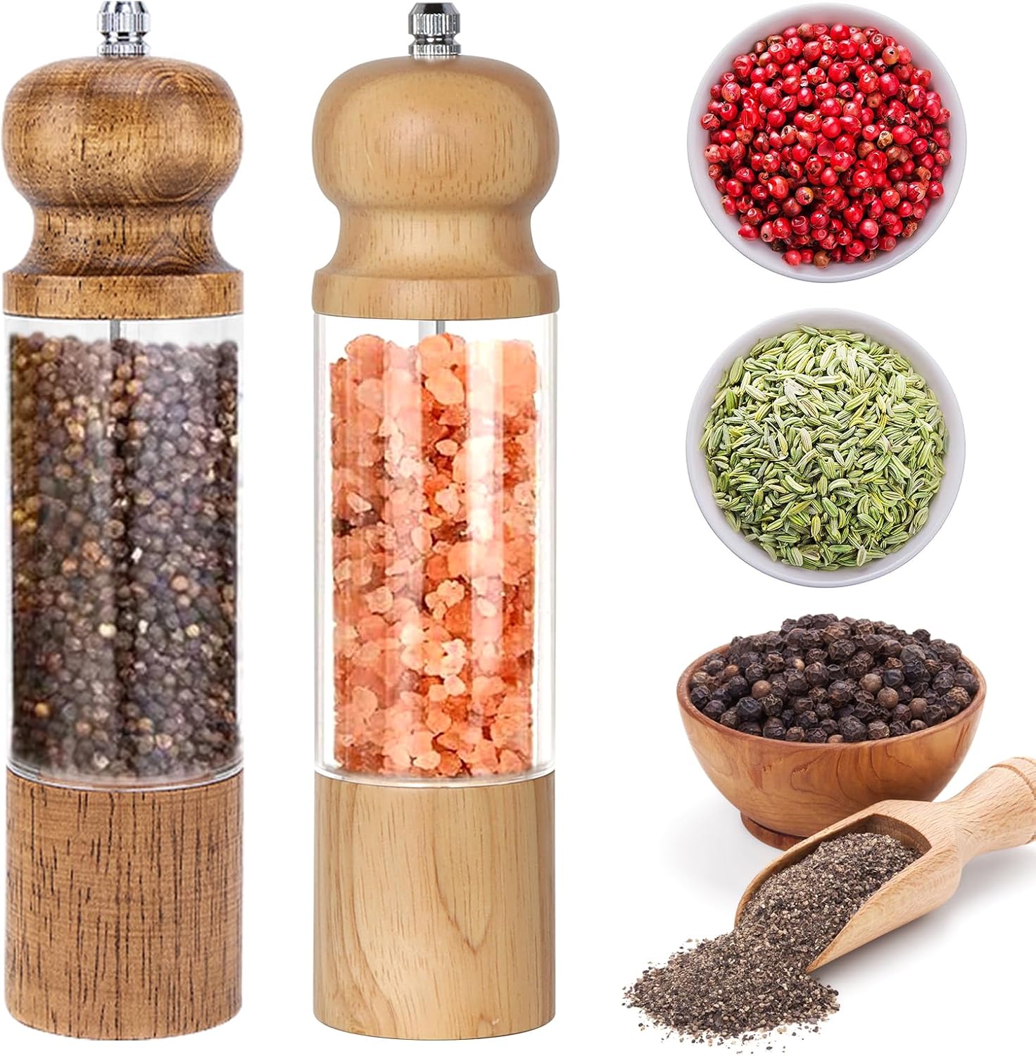 Lot de 2 Moulin à Sel et Poivre en Bois Vendos85 - Mathon