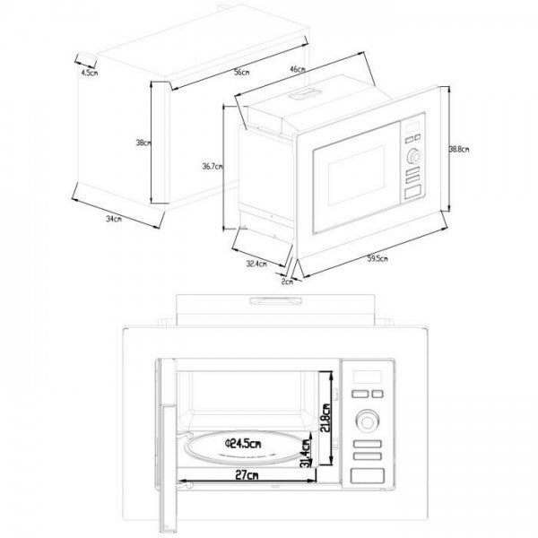 Four Micro-ondes Encastrable Grill Continental Edison Mo20ixeg L59,5 X Continental Edison - Mathon - 4