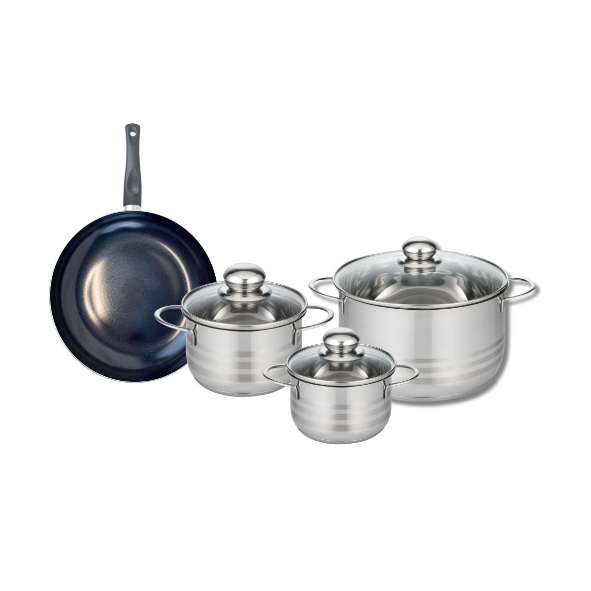 Ensemble de 1 Poêle de cuisson 24 cm et 3 faitouts 14, 16 et 24 cm  Prima Brillant Elo - Mathon - 1