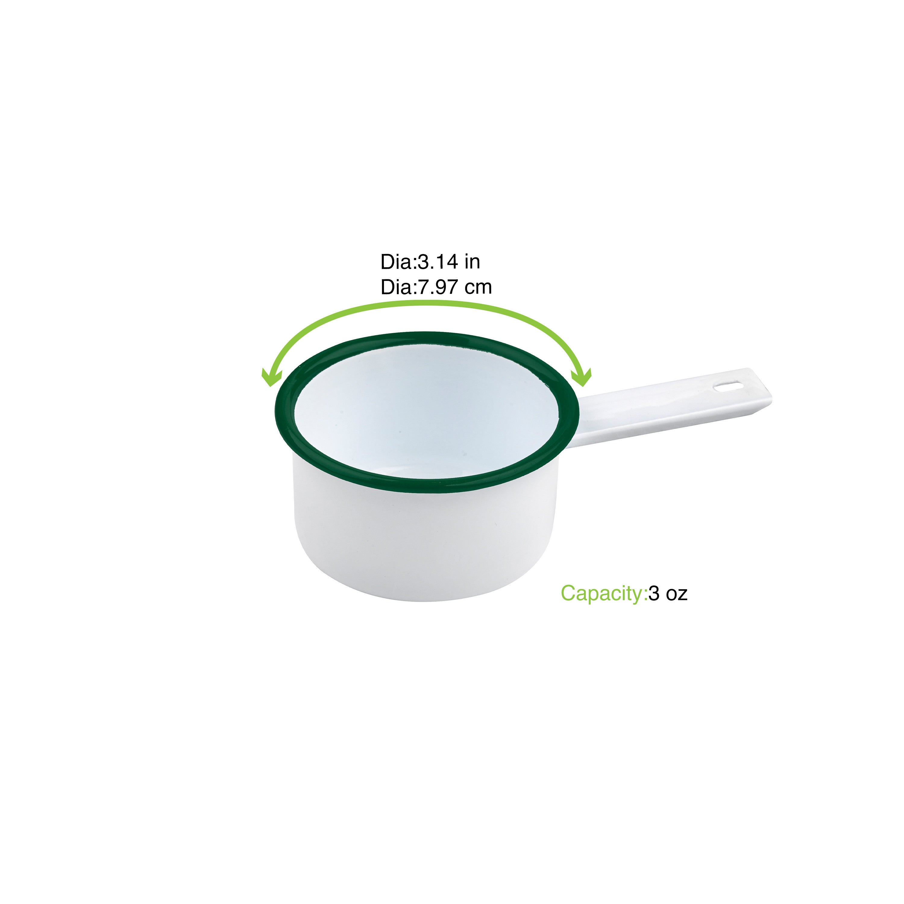 12Pcs - Mini casserole blanche en acier émaillé à bord vert   H30mm 100ml FirstPack - Mathon - 2