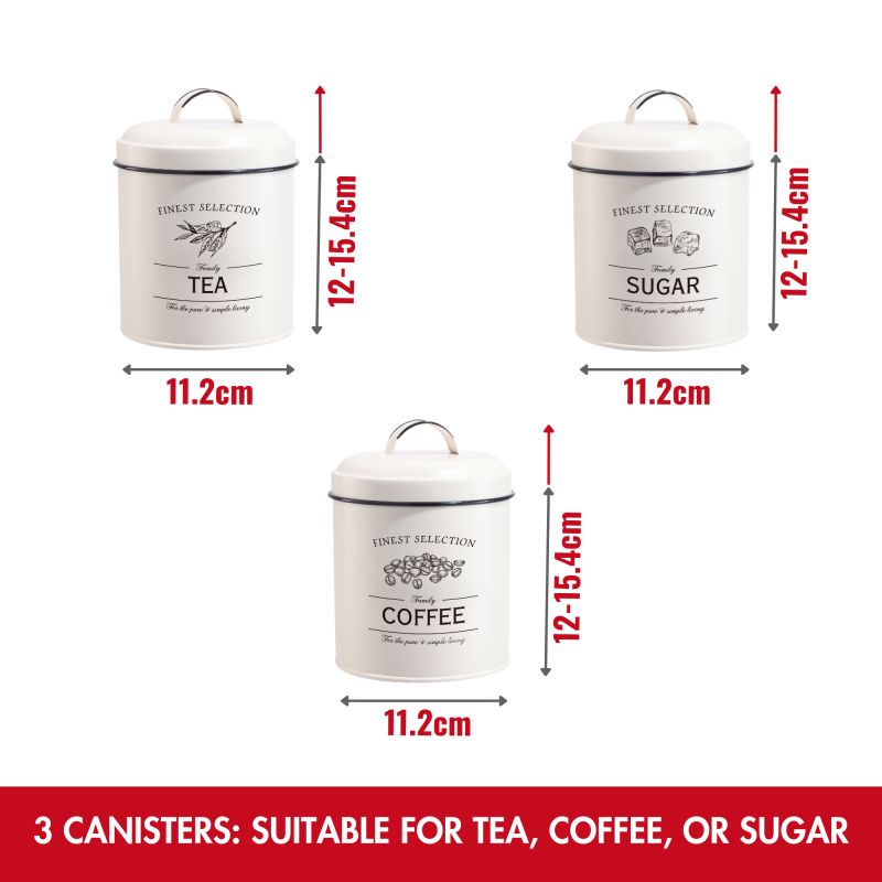 Ensemble boîte à pain et boîte à conserve vintage 4 pièces Crème Herzberg HG04418 Herzberg - Mathon - 3