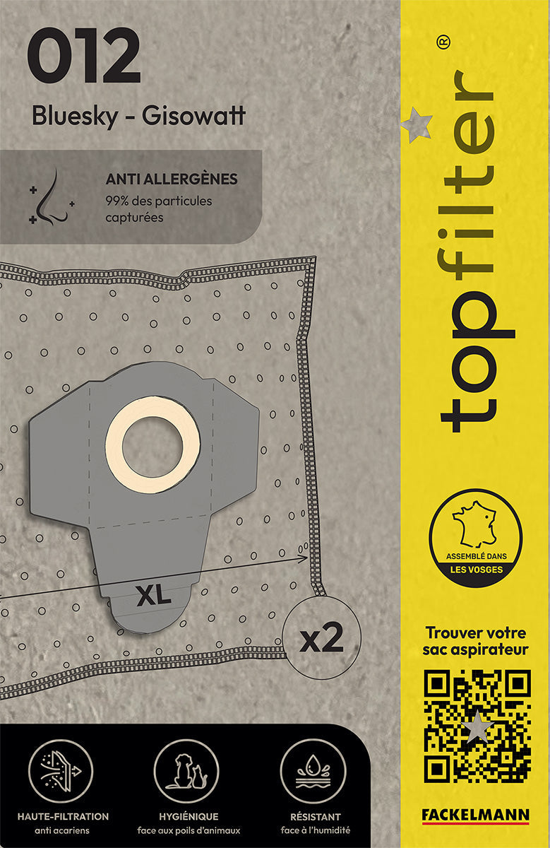 Lot de 2 sacs aspirateur Bluesky et Gisowatt TopFilter Premium TopFilter - Mathon - 1