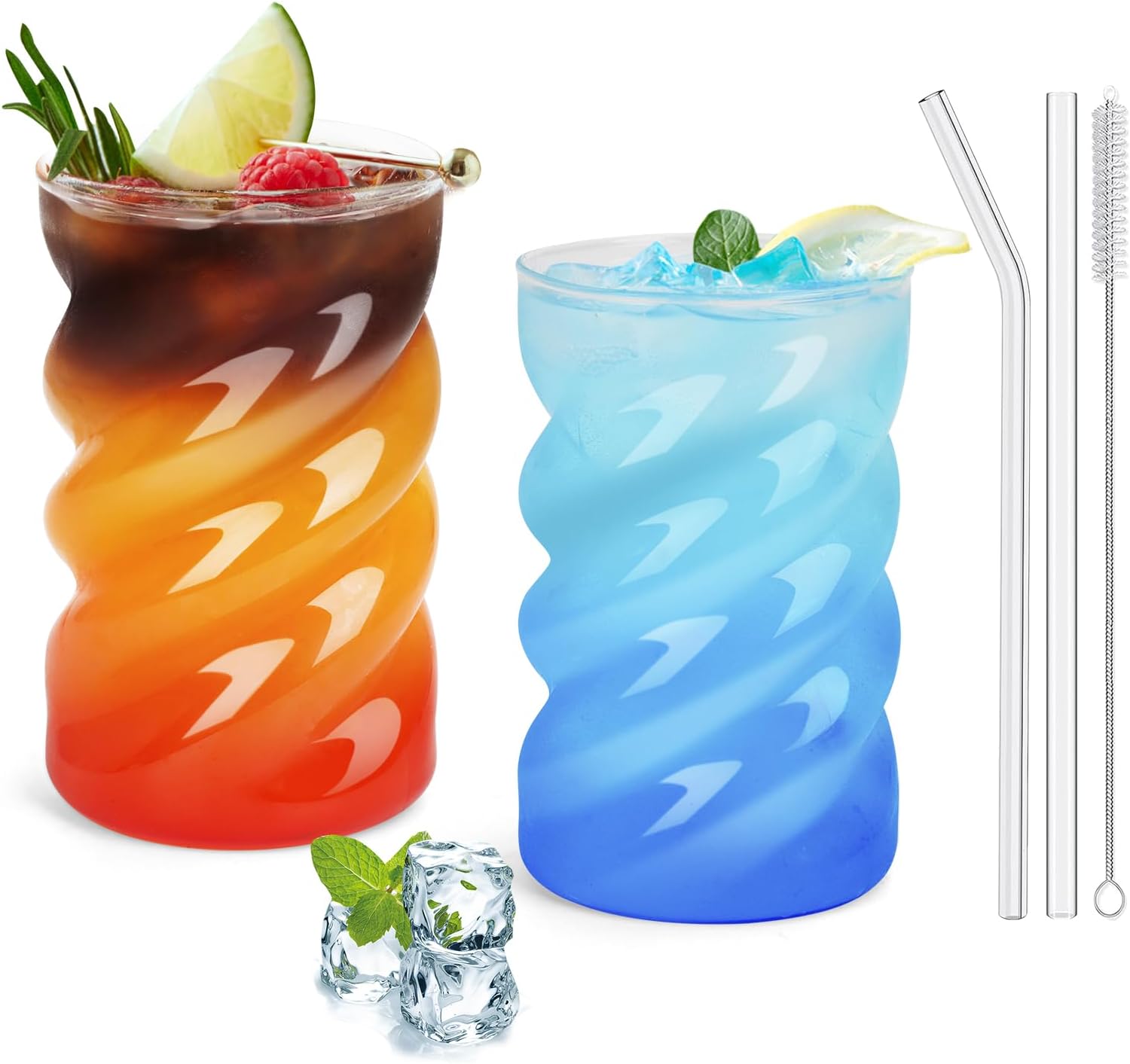 Verres ondulés en borosilicate avec paille Vendos85 - Mathon