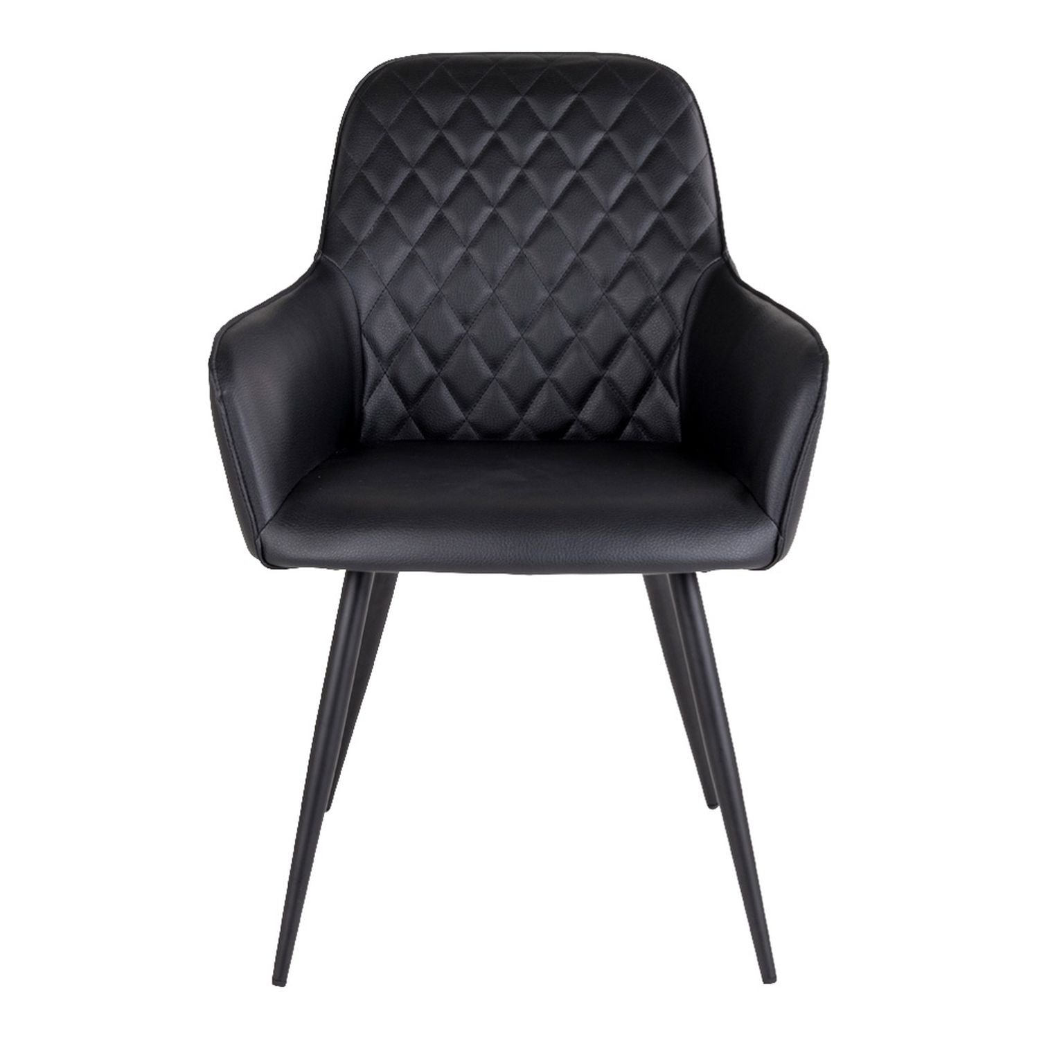Chaise de salle à manger à accoudoirs en cuir synthétique noir avec pieds noirs House Nordic - Mathon