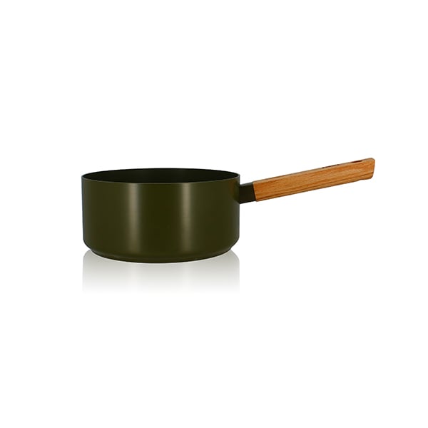 Casserole Ector induction aluminium revêtu manche en bois 20 cm vert Ogo - Mathon - 1