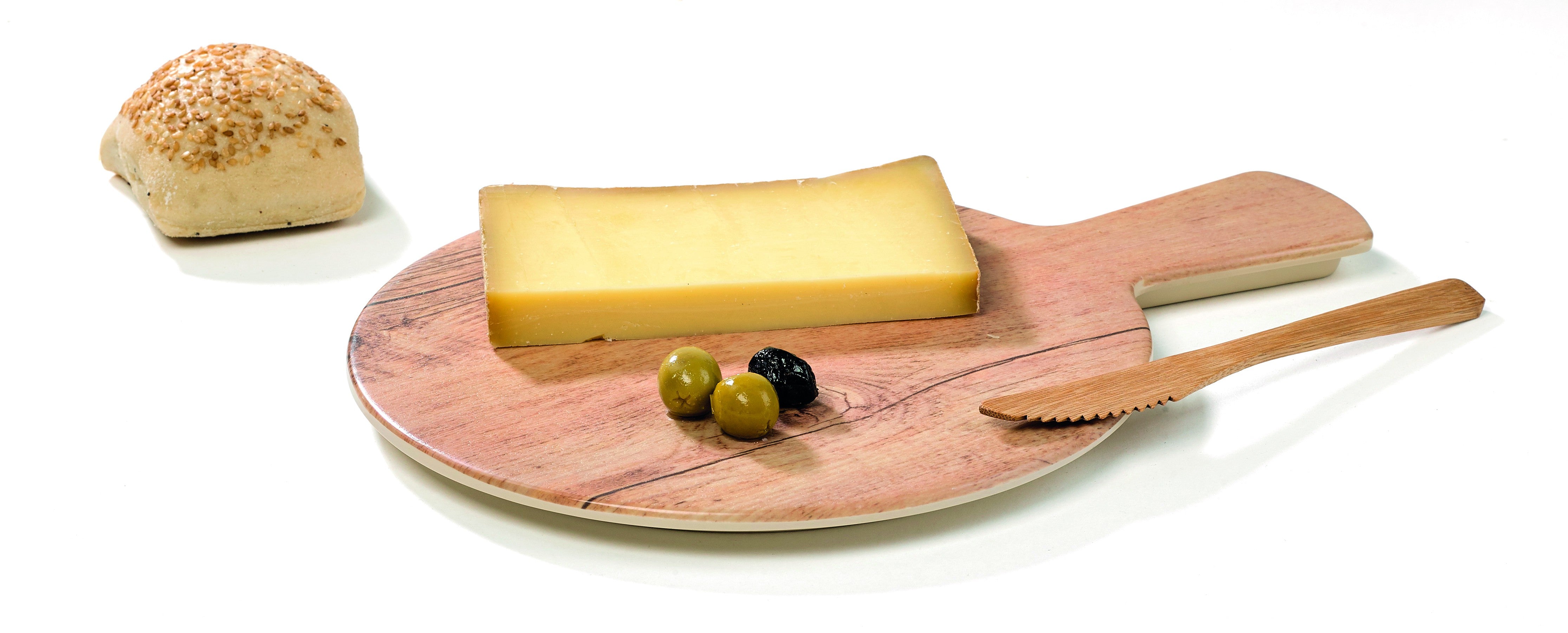 6Pcs - Planche ronde en mélamine décor bois avec poignée   H16mm FirstPack - Mathon - 1