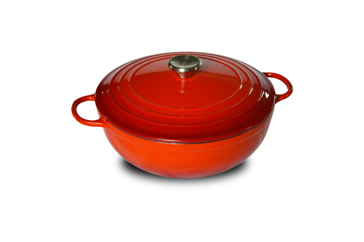 Cocotte ronde fonte rouge + couvercle - 3 l - 24 cm Tradition Baumalu - Mathon - 1
