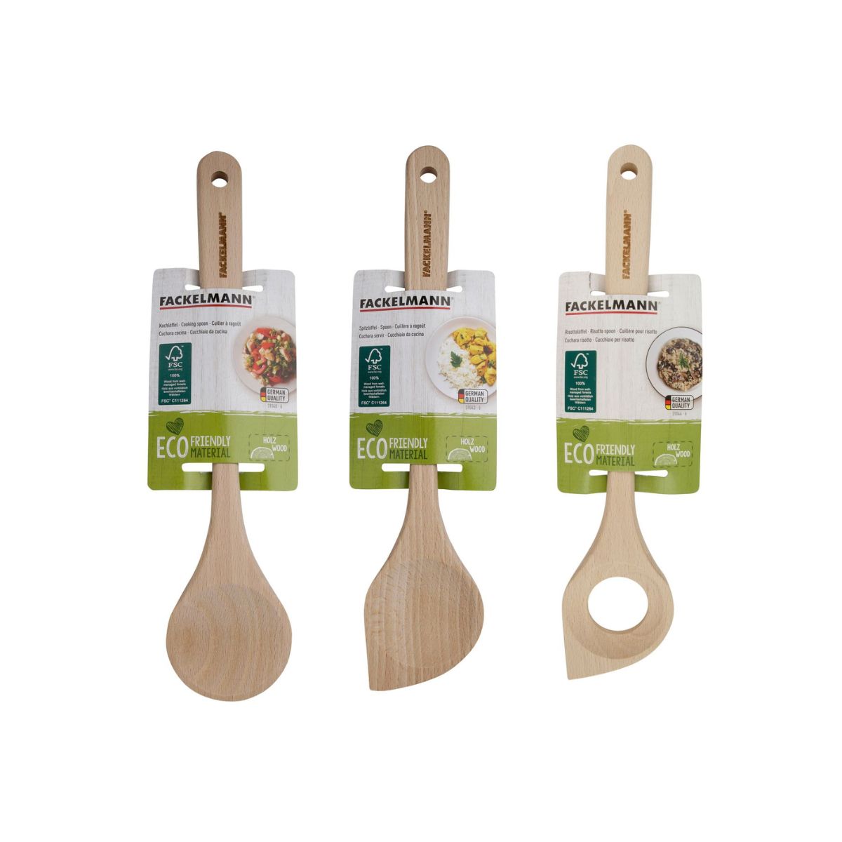 Lot de 3 cuillères en bois 30 cm  Nature Fackelmann - Mathon - 6