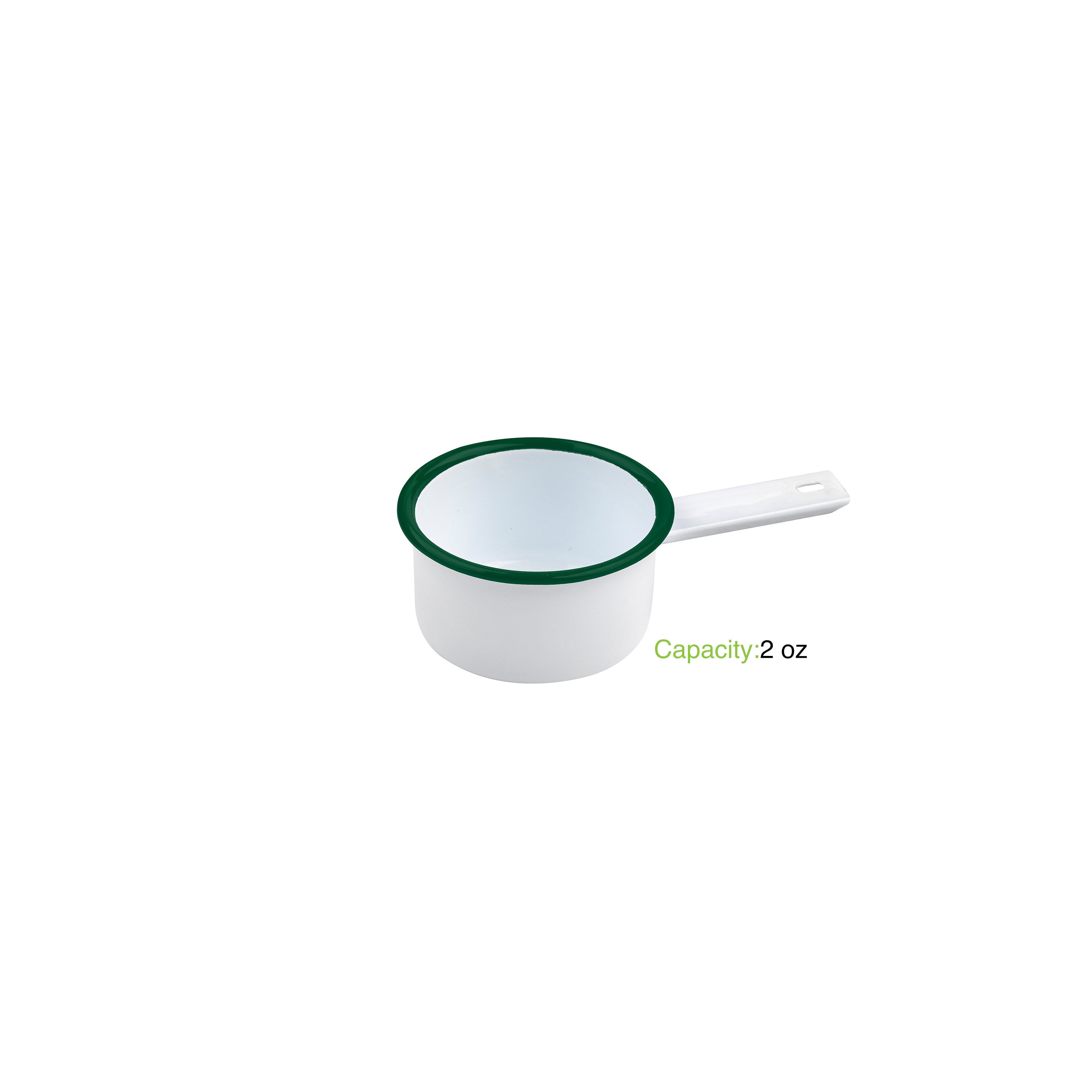 12Pcs - Mini casserole blanche en acier émaillé à bord vert   H29mm 50ml FirstPack - Mathon - 2
