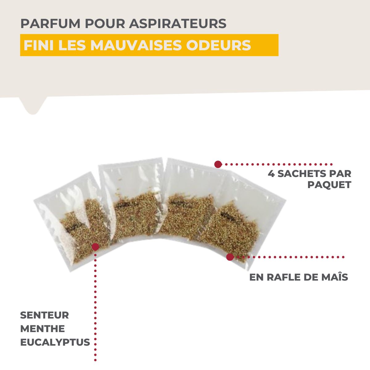 Lot de 4 sachets de parfum pour aspirateur odeur menthe/eucalyptus TopFilter TopFilter - Mathon - 4