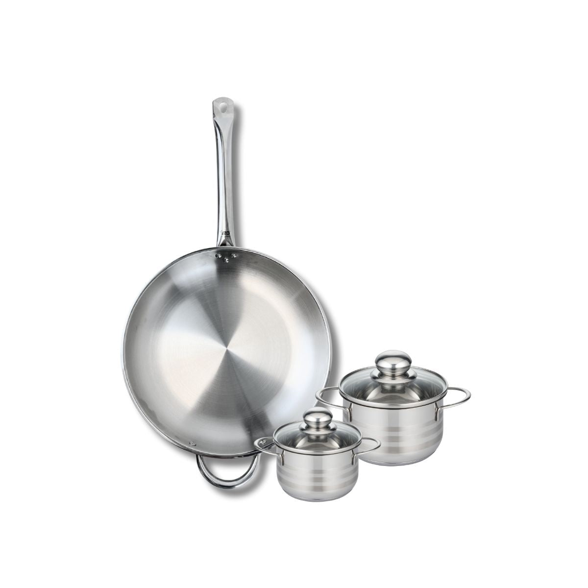 Ensemble de 1 Poêle de cuisson 32 cm et 2 faitouts 12 et 14 cm  Profi Brillant Elo - Mathon - 1