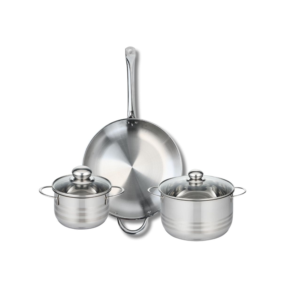 Ensemble de 1 Poêle de cuisson 32 cm et 2 faitouts 16 et 20 cm  Profi Brillant Elo - Mathon - 1