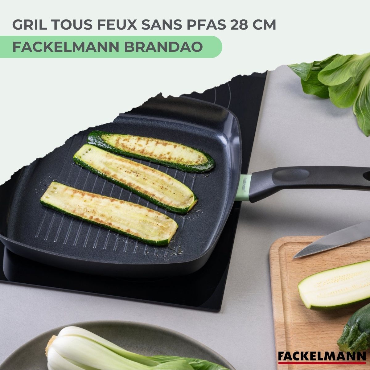 Gril 28 cm aluminium revêtement céramique antiadhésif sans PFAS  Brandao Fackelmann - Mathon - 2