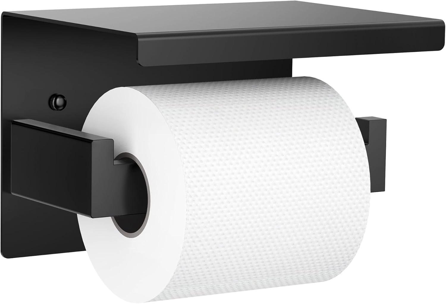 Porte-papier toilette noir avec étagère adhésif Vendos85 - Mathon