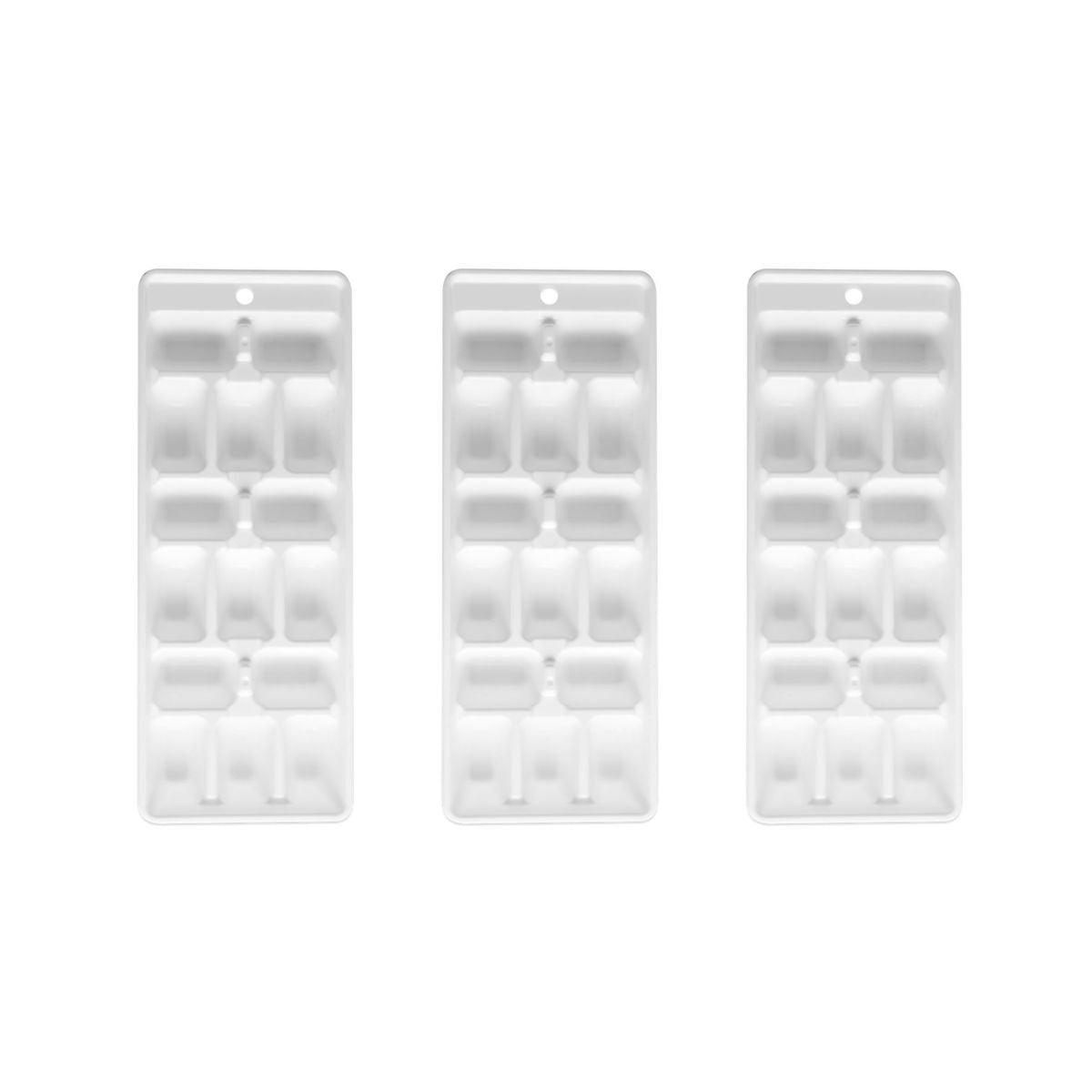 Lot de 3 bacs à glaçons de 15 glaçons en plastique blanc Fackelmann - Mathon - 1