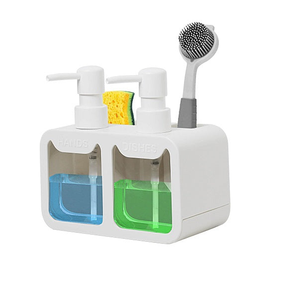 Distributeur de Liquide Vaisselle pour la Cuisine 3 en 1 blanc Vendos85 - Mathon