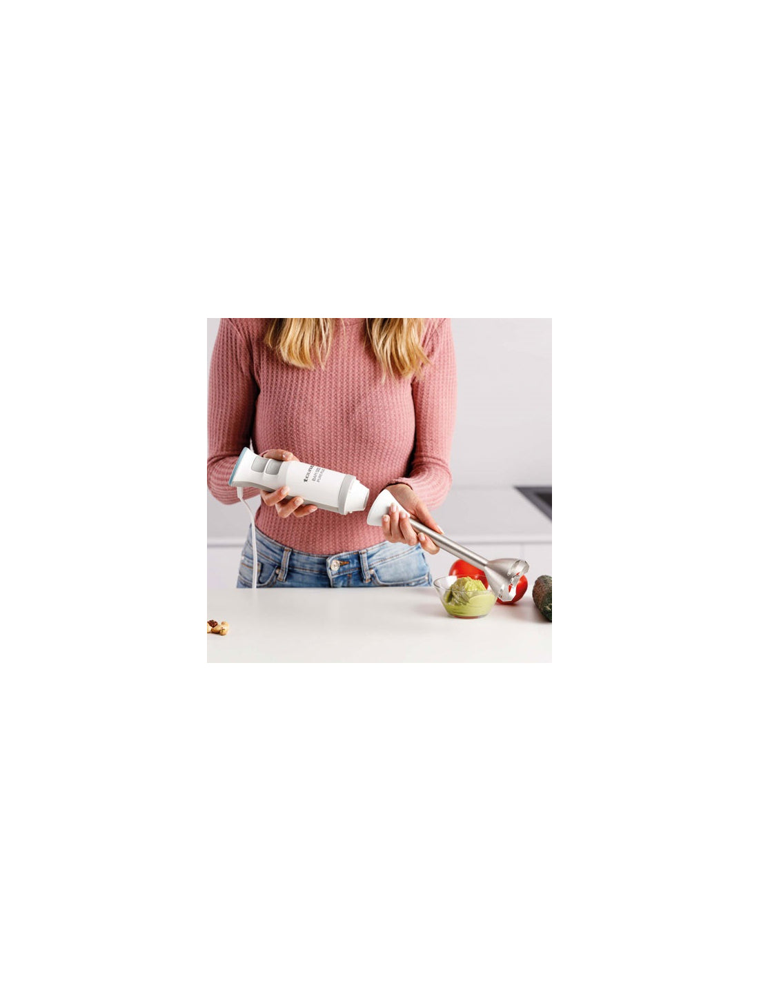 Mixeur Plongeant Pied Inox 1200w 20 Vitesses Hachoir Bol Doseur Blanc Bleu Taurus - Mathon - 3