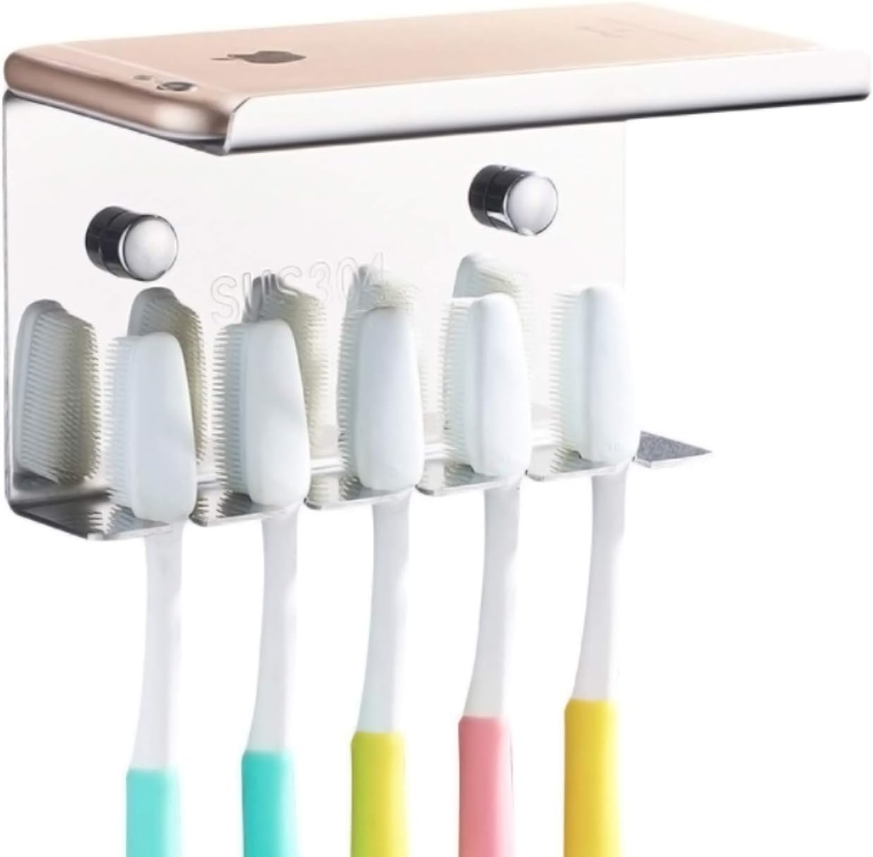 Porte-brosses à Dents Mural avec étagère en Acier Inoxydable Vendos85 - Mathon