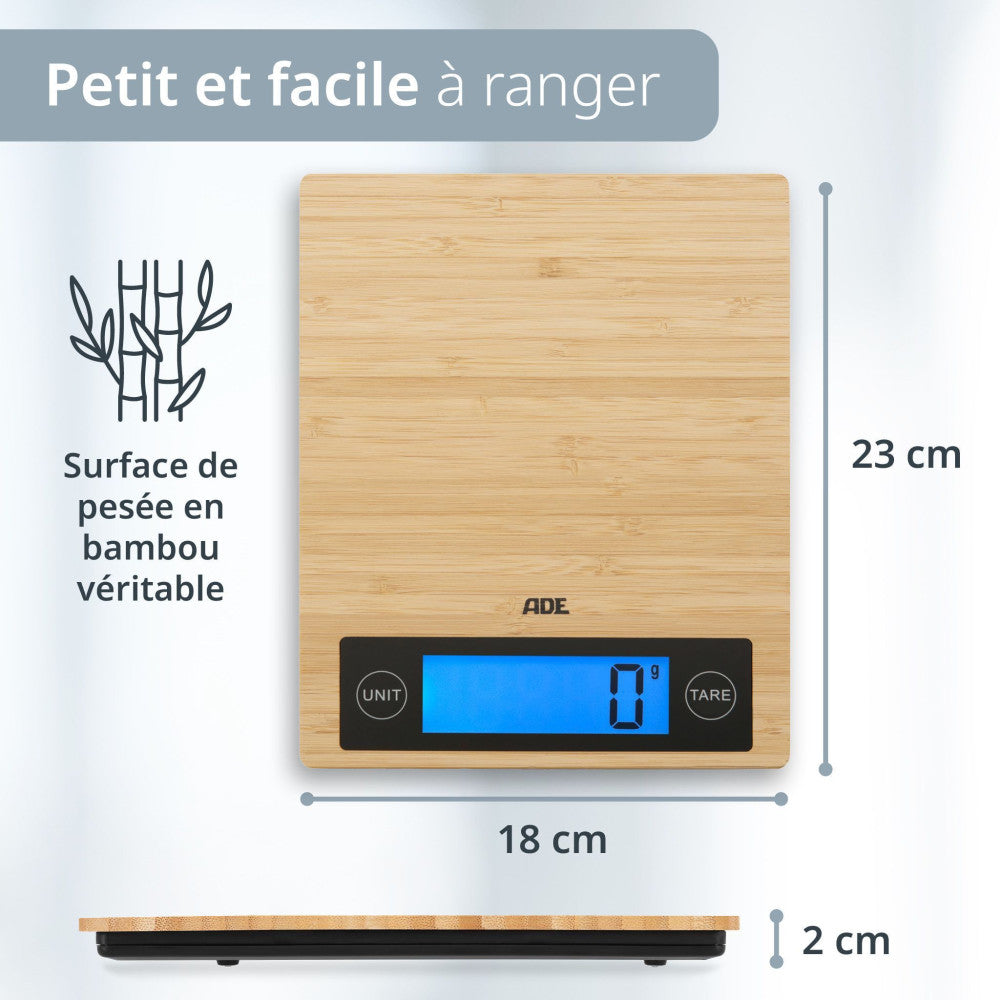 Balance De Cuisine Digitale - Ade - Ramona - Bambou - 23 X 18 X 2 Cm - Inclus 2 Piles Cr2032 ADE - Mathon - 4