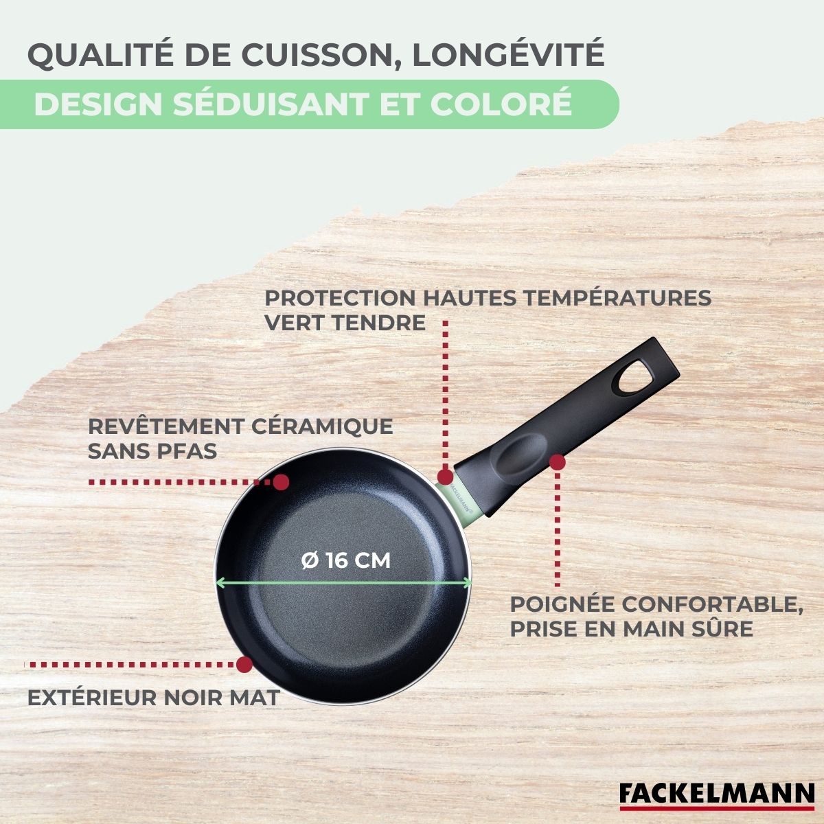 Poêle 16 cm aluminium revêtement céramique antiadhésif sans PFAS  Brandao Fackelmann - Mathon - 6