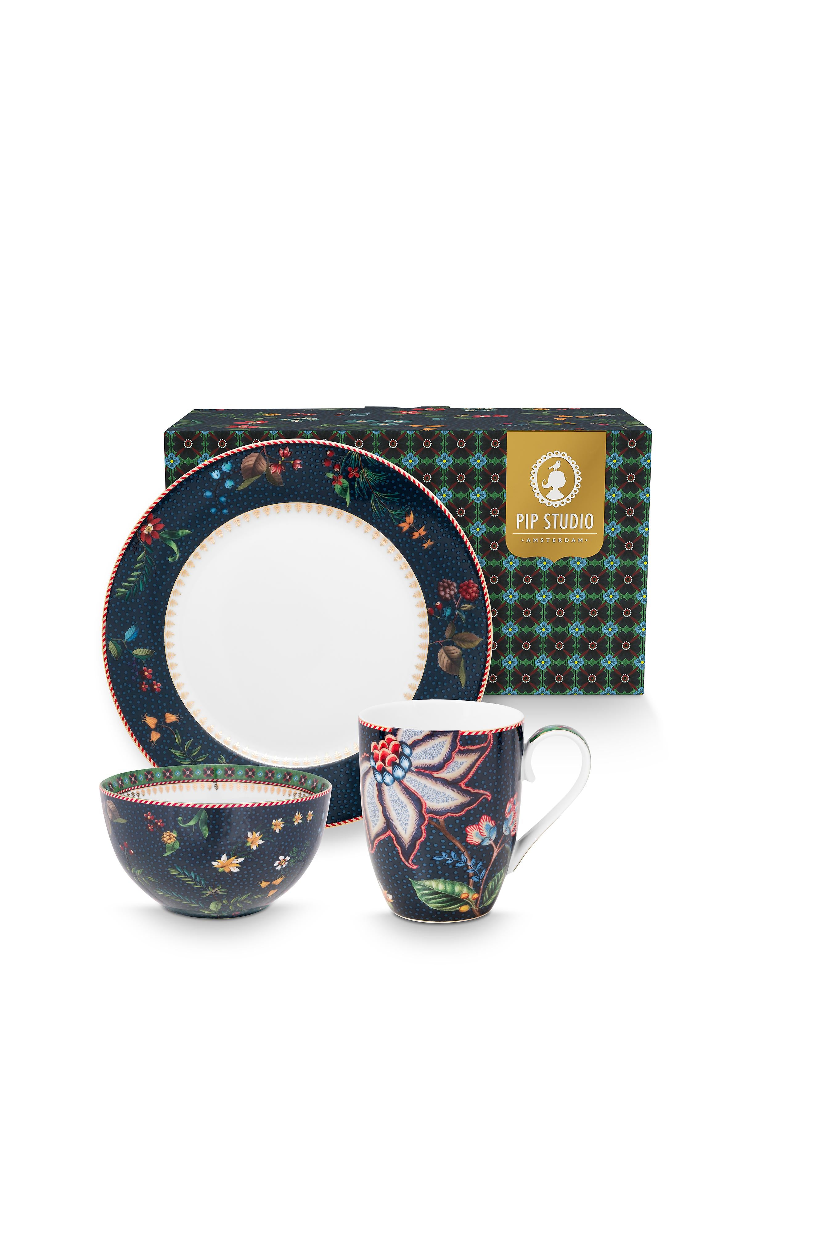 Coffret petit déjeuner 3 pcs Berry Blues Pip Studio - Mathon