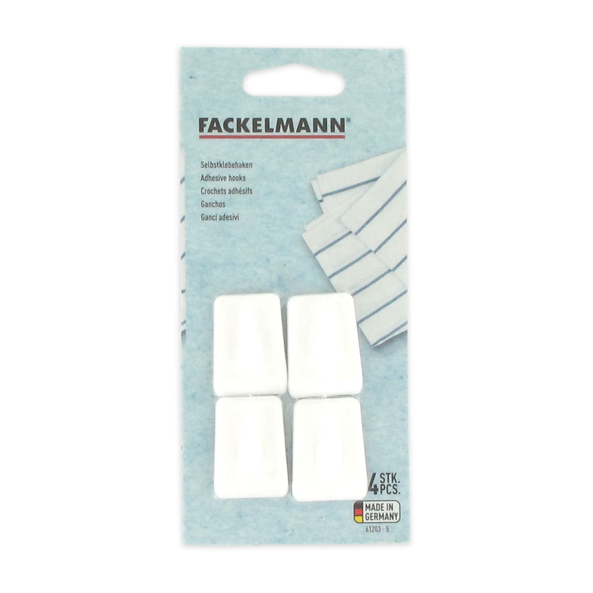 Lot de 4 crochets muraux adhésifs blancs  Tecno Fackelmann - Mathon - 2