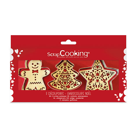 3 emporte-pièces et embosseurs Noël Scrapcooking - Mathon