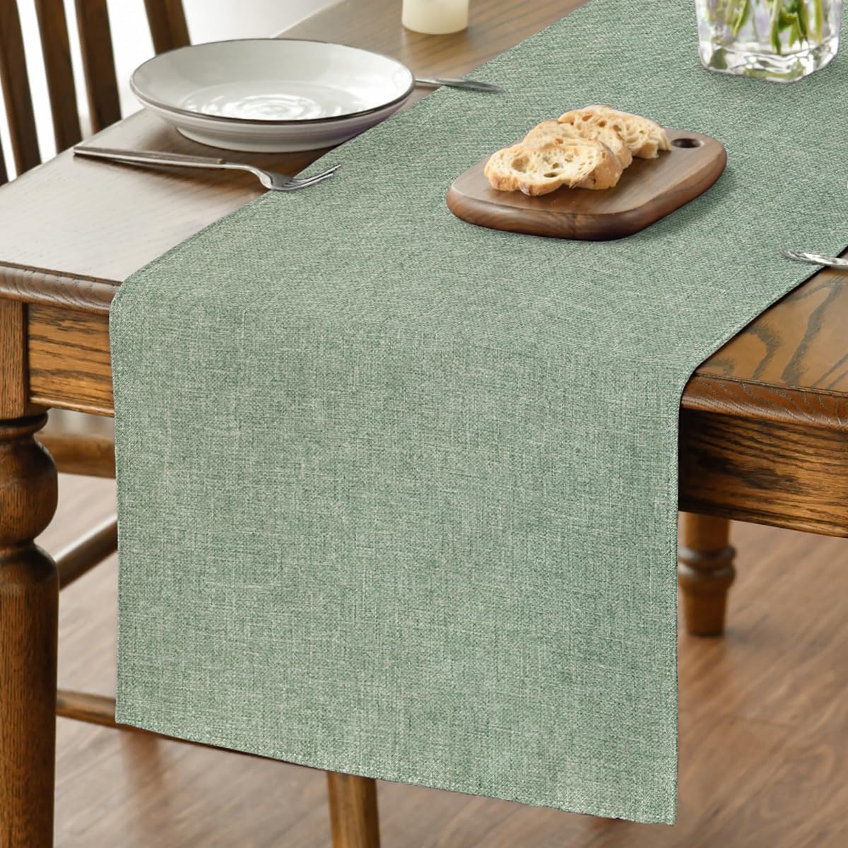 Chemin de Table Polyester Vert Sauge 40×140 cm Vendos85 - Mathon