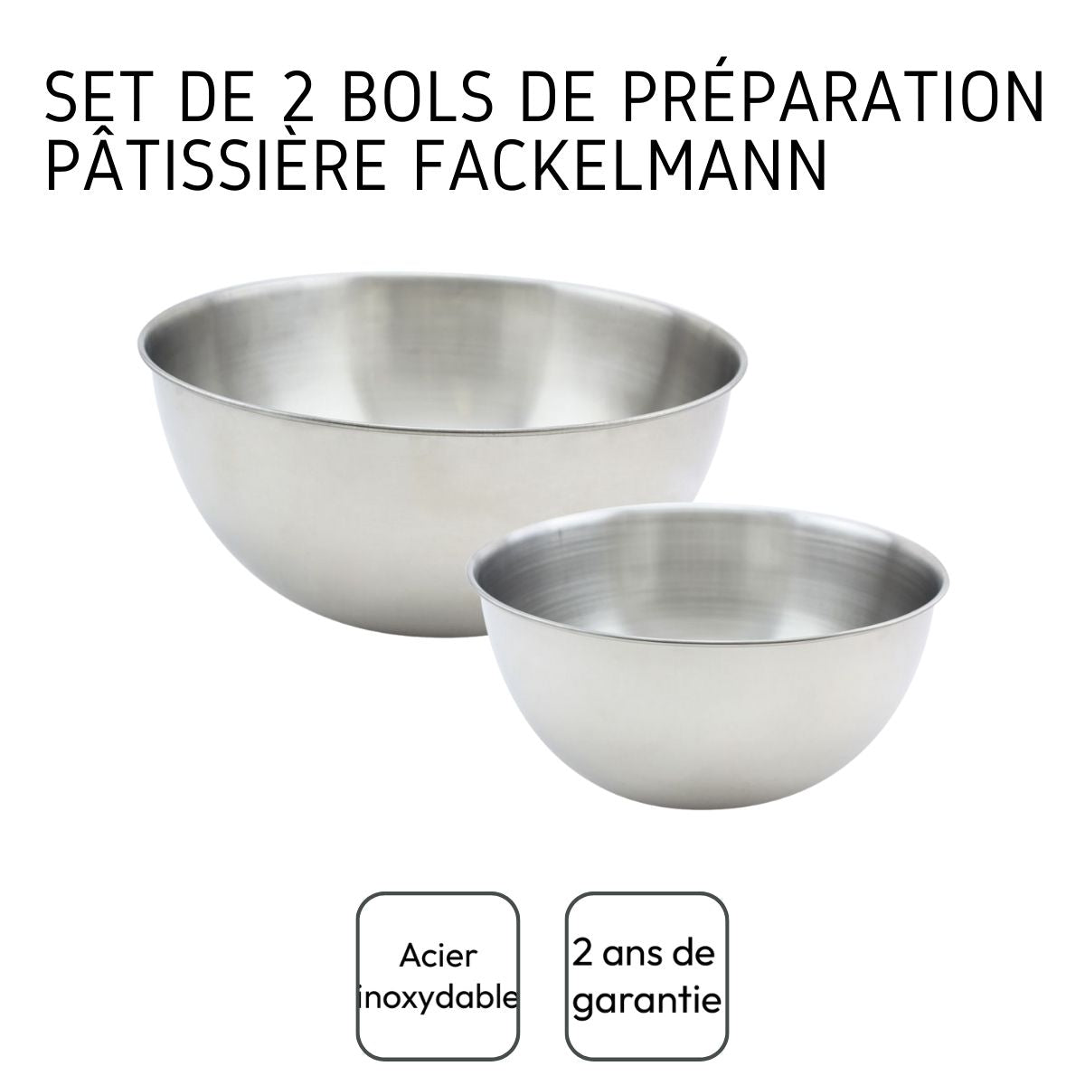 Set de 2 bols à mixer en inox 20,5 et 25 cm  Basic Fackelmann - Mathon - 4