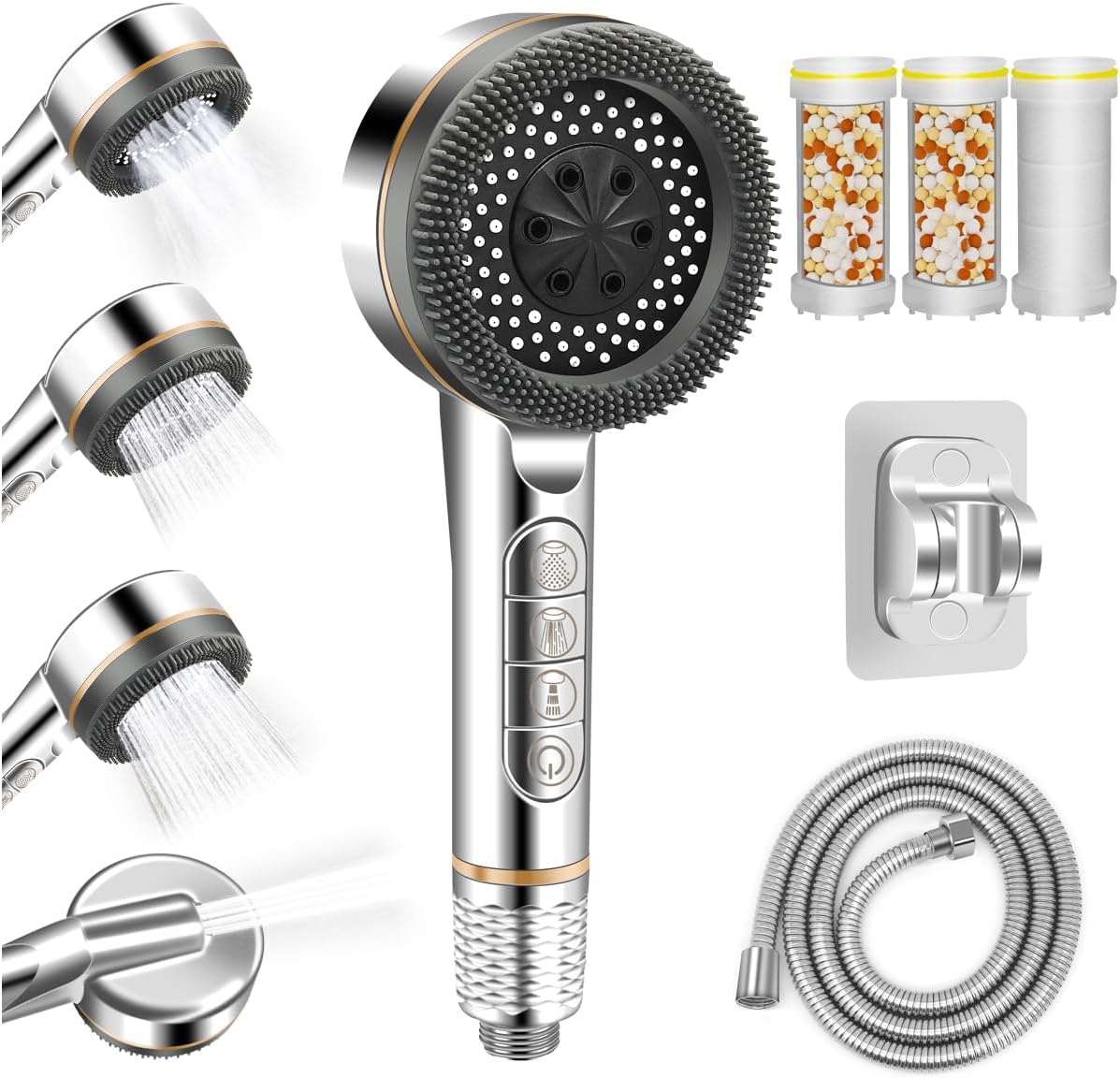 Douchette argent gris 4 modes avec filtre anticalcaire Vendos85 - Mathon