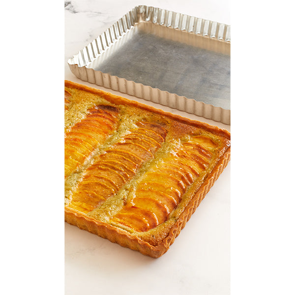 Moule à tarte rectangulaire en fer blanc fond amovible bords cannelés Gobel - Mathon - 3