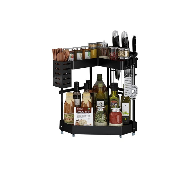 Étagère Coin à Épices avec 2 Niveaux pro noir Vendos85 - Mathon