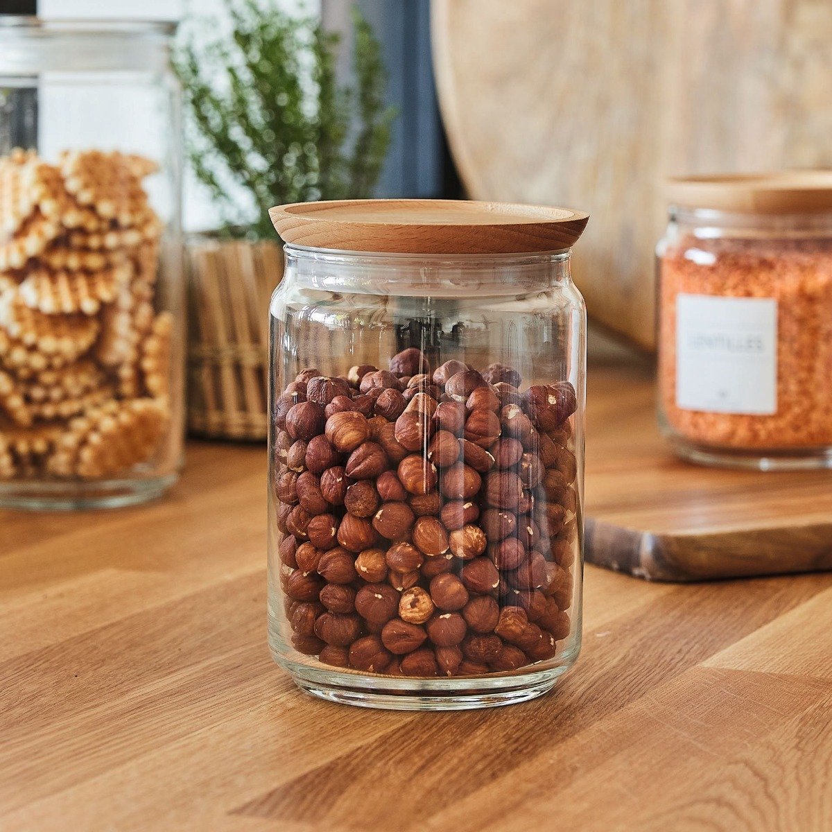 Lot de 2 pots de conservation Pure Jar Wood- Luminarc - En verre avec couvercle en bois - 1L + 0,5L Luminarc - Mathon - 4