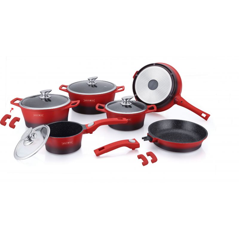 Batterie de cuisine 17 pièces Rouge Royalty Line RLES2014M-RBLK Royalty Line - Mathon